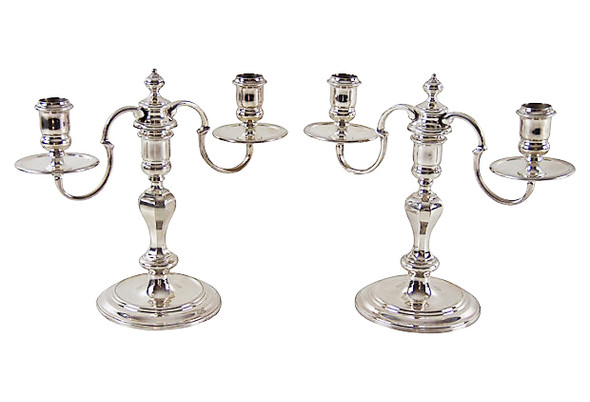 Pr 2 Lite Candelabra English Silver Plate C.1890. SKU #: A059.