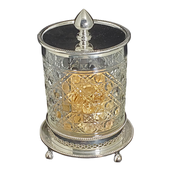 Cut Glass/Silver Plate Biscuit Box English Silver Plate c.1900. SKU #: A1681.