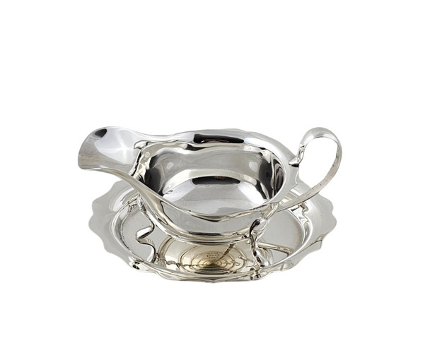 Sauce Boat on Matching Tray English Silver Plate c.1900. SKU #: ANT3013.