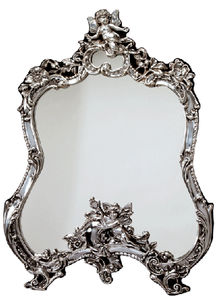 Sterling Silver Mirror Victorian Design with Velvet Back 11" x 14". SKU #: J401V.