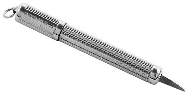 Retractable engine turned toothpick with silver pick (GT439)