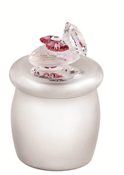 Screw top tooth fairy box with pink crystal baby shoe (GTS113)