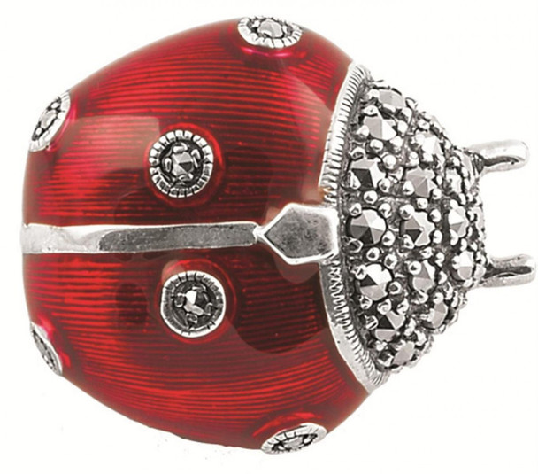 Red enamel and marcasite set ladybird brooch (B382)