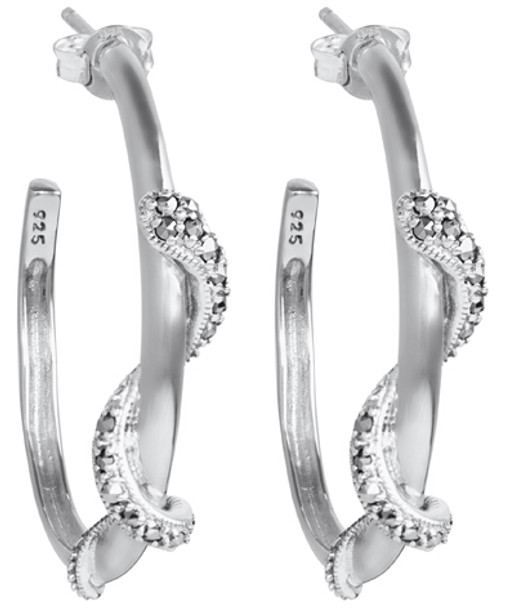 Marcasite set snake on hoop post earring (EA607)