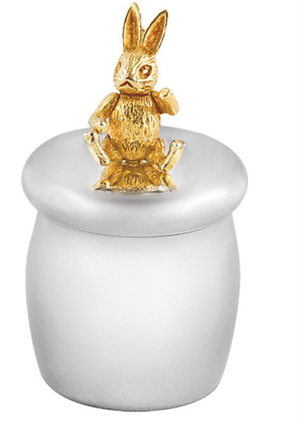 Screw top tooth fairy box with gold plated moving rabbit (GT1086)