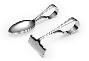 Baby Spoon & Pusher Heavy gauge English Sterling Boxed. SKU