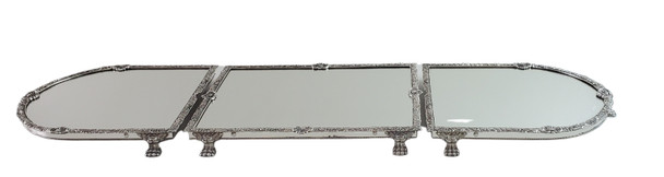 3-Section Extra Large Shell and Gadroon Plateau on Paw Feet Silver Plate. SKU #: C1101.