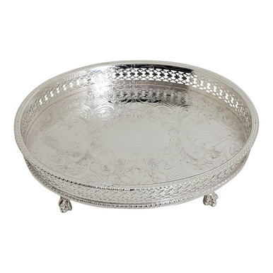 English Silver-Plated Oval Gallery Tray 8