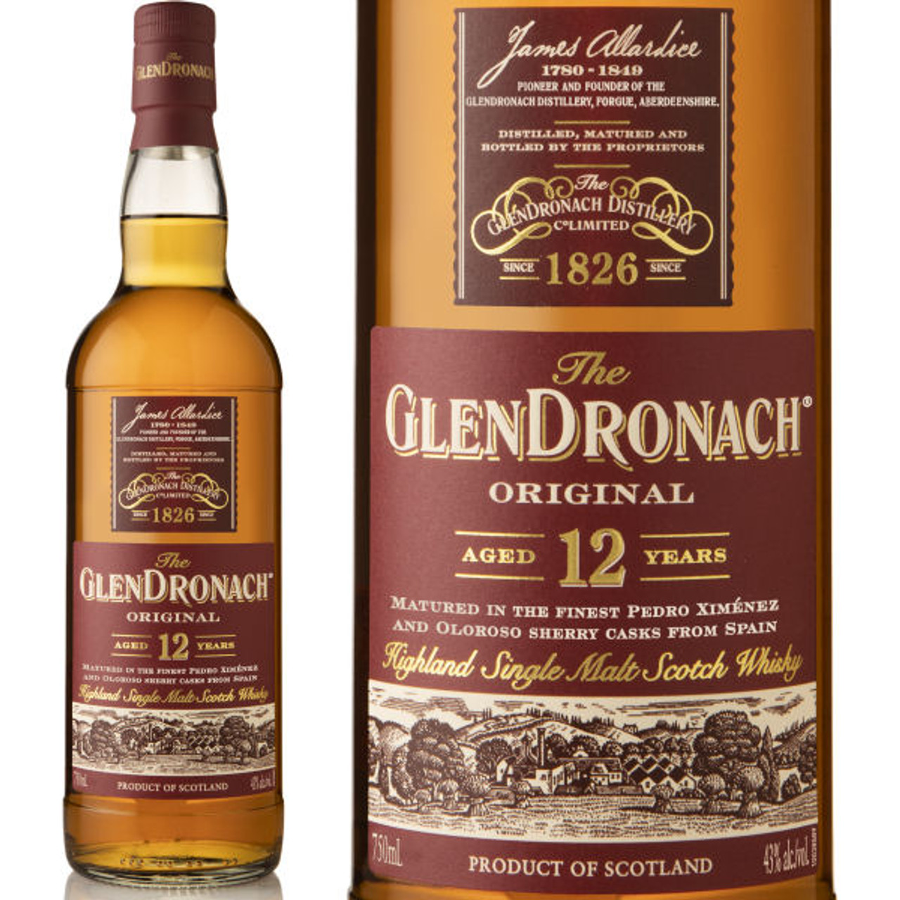 The Glendronach 12 Year Old Highland Scotch Whiskey 750ml