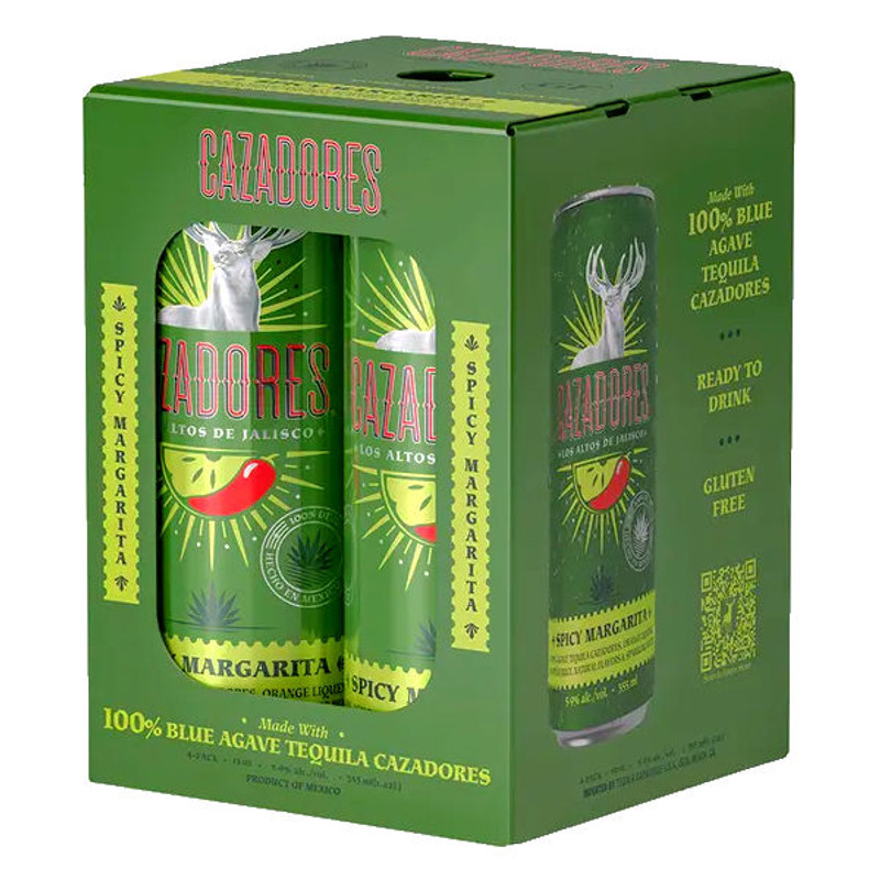 Cazadores Tequila Spicy Margarita Cocktail Ready-To-Drink 4-Pack 12oz Cans