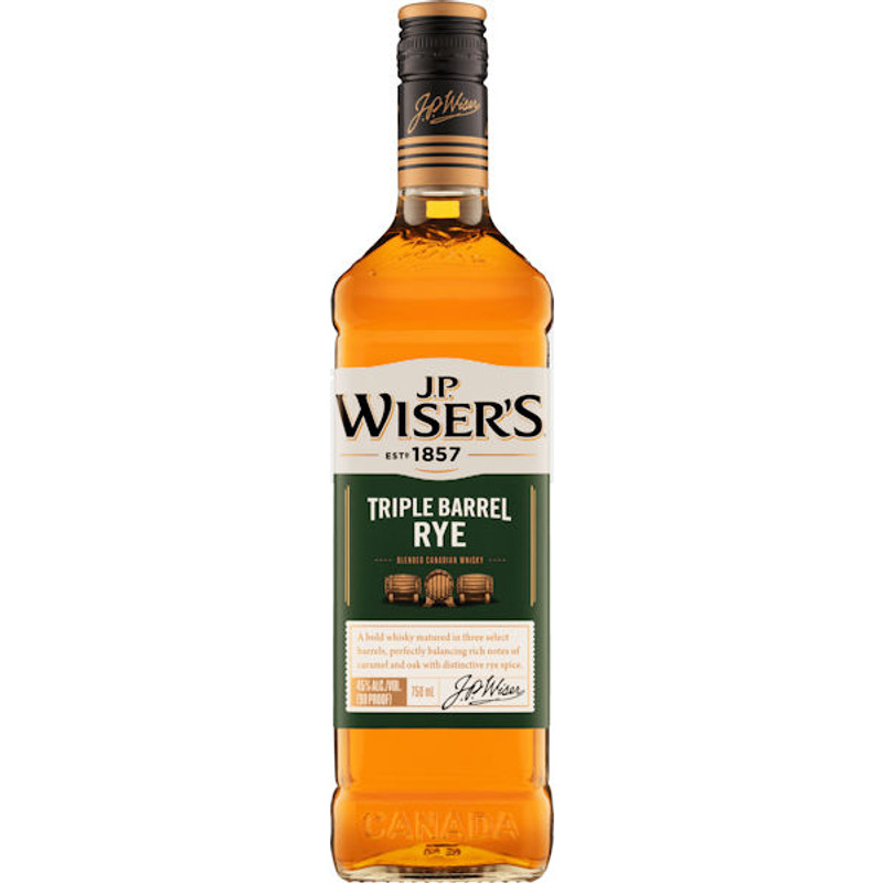 J.P. Wiser's Triple Barrel Rye Blended Canadian Whisky 750ml