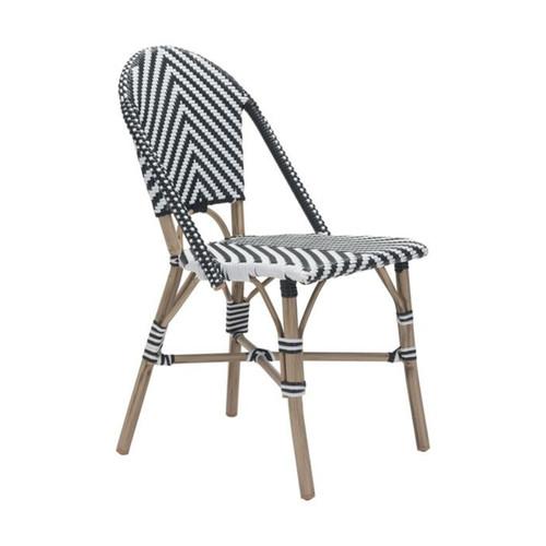 Zuo Modern 703805 Paris 17" Wide Faux Bamboo French Bistro Dining Chairs with Synthetic Basketweave on Seats and Backs - (Set of 2)