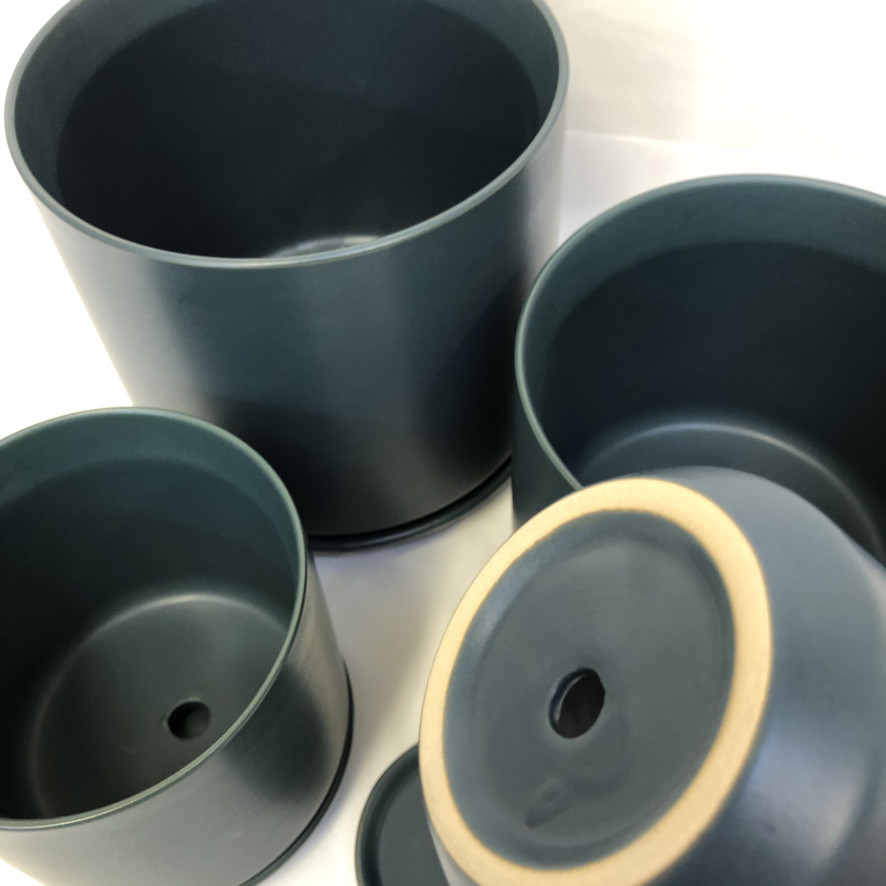 Dark Blue Pot and Saucer Amaryllis for Flowers & Plants