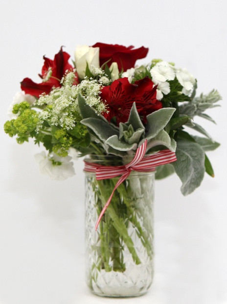 Christmas Posy in Vintage Jar