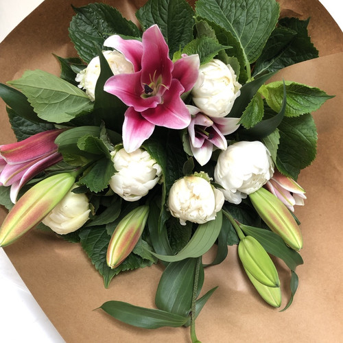 Eco Friendly Bouquet of Lilies & Peonies Eco Friendly Bouquet of Lilies & Peonies