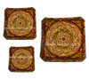 Brown Hand Painted and Carved Ceramic Square Plates - CER-P001-BRN