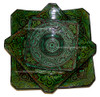 Green Hand Painted and Carved Ceramic Square Plate - CER-P001-GR