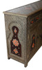 Carved Metal and Orange Bone Cabinet  with Glass Top - MB-CA023