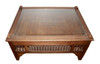 Carved Wood Coffee Table with Glass Top - CW-ST038