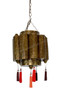 Hand Punched Brass Chandelier with Multi-Color Tassels - CH210