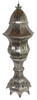 Tall Brass and Silver Metal Floor Lantern with Multi-Color Eyelets - LIG295