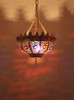 Brass Lantern with Multi Color Glass - LIG334