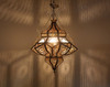 Brass Chandelier with Frosted White Glass