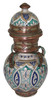 Small Hand Painted Metal and Ceramic Urn - VA085