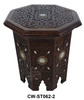 Hand Carved Bone Inlay Wooden Side Table - CW-ST062