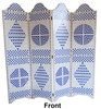 Blue and White Hand Painted Wooden Screen Divider - WPN-019