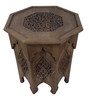 Hand Carved Light Stained Wooden Side Table - CW-ST063