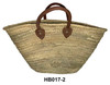 Natural Color Handwoven Straw Handbag with Leather Handle - HB017