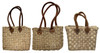 Natural Color Handwoven Straw Handbag with Leather Handle - HB023