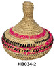 Round Top Handwoven Straw Basket with Lid - HB034