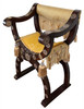 Dark Stained Hand Carved Wooden Chair with Bone Inlay - CW-CH024