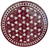 24 Inch Burgundy Intricately Designed Tile Table Top - MTR515