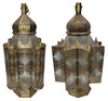 Large Brass Floor Lantern with Frosted Glass - LIG462