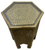 Hand Carved Brass Side Table with Glass Top - BR-ST022