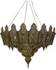 Large Brass Chandelier with Multi-Color Glass Eyelets - CH367