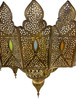 Large Brass Chandelier with Multi-Color Glass Eyelets - CH367