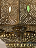 Large Brass Chandelier with Multi-Color Glass Eyelets - CH367
