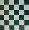Green and White Checkered Glazed Zellige Tile - TM129