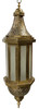 Tall Hanging Moroccan Brass Lantern with White Glass - LIG479