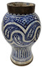 Small Blue and White Metal and Ceramic Urn - VA108