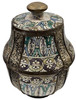 Small Multi-Color Vintage Metal and Ceramic Urn with Lid - VA114