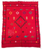 Handwoven Bright Red Moroccan Kilim Rug with Tribal Designs - R0174