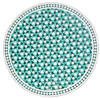 48 Inch Green and White Moroccan Mosaic Tile Table Top - MTR593