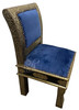 Brass Metal Chair with Blue Velvet Seating - MB-CH044