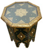 Brass Metal and Green Leather Side Table - ML-ST009