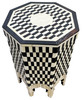 Black and White Camel Bone Inlay Side Table - MOP-ST147